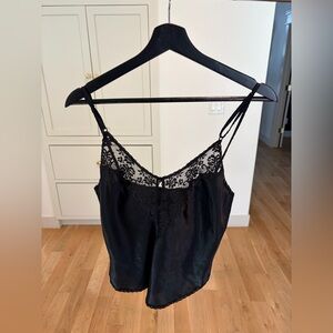 Vintage Maidenform Black Satin Lace Cami